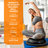 Ativafit Balance Ball Half Exercise Ball Balance Trainer Inflatable Yoga Ball for Home Gym Workouts Core Strength Fitness Half Ball with Resistance Bands, Pump, Support to 660 lbs ATIVAFIT