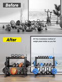 YOLEO Multifunctional Dumbbell Rack, Heavy-Duty Weight Rack for Dumbbell, Kettlebell, Barbell, Weight Plates, 1100LBS Capacity Adjustable 3-Tier Storage Rack (Rack Only)