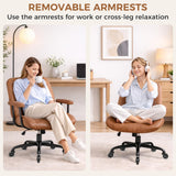 Office Chair with Quiet Rubber Wheels and Lumbar Support, Mid-Back Ergonomic Desk Chair with Removable Armrests