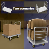 Platform Truck Cart 2650lbs Heavy Duty Flatbed Cart Dolly w/Detachable Rear Guardrail and Swivel Casters