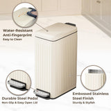 Bathroom Trash Can with Lid, Small Stainless Steel Garbage Can with Step Pedal
