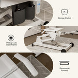 Icoget Electric Lift Facial Bed with Stool for Esthetician, 4-Section Tattoo Chair with Adjustable Backrest and Leg Rest, Spa Salon Massage Table for Beauty, Waxing, Lashing, White