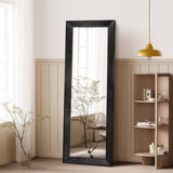 ABSWHLM Full Length Mirror 58"x22" - Beveled Edge Rustic Black Dressing Mirror, Solid Wood Frame, Wall Mounted or Leaning for Bedroom, Entryway, Living Room
