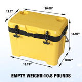 27 Quart Ice Cooler, Portable Ice Chest Hard Cooler Box with Retention Insulation and Heavy Duty Handle YELLOW JACKET