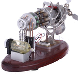 MechPuConToy 16-Cylinder Swash Plate Stirling Engine Generator Model with Voltage Digital Display Meter and LED