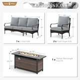 Sophia & William Metal Patio Furniture Set with Fire Pit Table, 4 Pieces