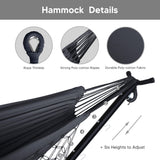 SUNCREAT 2-in-1 Hammocks Convertible Portable Double Hammock with Stand Included, Outdoor Hammock and Stand, Patented, Dark Grey with Tassel