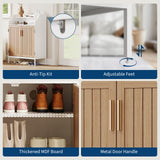 Patikuin Shoe Storage Cabinet for Entryway, 5-Tier White Shoes Cabinet w/Doors and 3 Adjustable Shelves, 41" Tall Wood Shoe Rack for Closet, Modern Shoes Organizer for Entryway, Hallway, Living Room