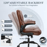 FelixKing Leather Office Chair, Small PU Ergonomic Desk Chairs, Comfy Computer Chair with Wheels and Flip-up