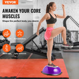 VEVOR 23-inch Half Exercise Ball Trainer, 660 lbs Capacity Balance Ball, Includes Resistance Bands and Pump, Ideal for Full Body Workouts, Yoga, and Strength Training at Home Gym, Purple