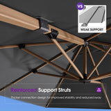 PURPLE LEAF Patio Umbrella 9' x 12' 360° Rotation, Wood Grain, Grey