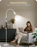 GOEBLESON Reading Floor Lamp, 74.2" Tall LED Lamp, with 360° Flexible Gooseneck & Touch & Remote Control, Ajustable Color & Beam, Crafts Standing Lamp, for Reading, Task Craft, Living, White WW16LD05