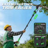 SOYUS 2-IN-1 Electric Pole Saws for Tree Trimming, 21V 6-Inch Mini Chainsaw with 2x2.0Ah Batteries, Tree Trimmer with Extension Pole for Thick Branches, Auto Oiling, 14FT MAX Reach