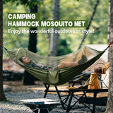 Camping Hammock Tent with Mosquito Net & Sunshade, 3-in-1 Lightweight Double Hammock for 2 Person, Portable Bivvy Ground Tent with Tree Straps for Backpacking, Hiking, Outdoor Travel (NOCANOPY)