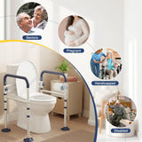 HolyHeal Toilet Safety Rails for Seniors, Adjustable Height & Width Toilet Rails, 350 lb Toilet Handles for Elderly and Disabled, Foldable Toilet Safety Frame, Toilet Bars Fit Any Toilets