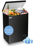 Chest Freezer 3.5 Cu.Ft Black Small Deep Freezer with Adjustable Temperature Control for Basement Apartment Kitchen Business