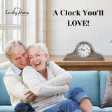 Mantel Clock Battery Operated - Grey Ash Wooden Farmhouse Mantle Clock for Living Room Decor Above Fireplace, Office, Shelf & Home Décor Gift 15x7.5 - Silent Wood Mantel Clock for Living Room Table