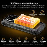 Blackview Rock 2 Pro 5G Rugged Phone Android 16, 15000mAh/33W Dual 400LM Camping Light, 32GB+256GB/2TB Rugged Smartphone Unlocked Gemini AI, 16MP+13MP 6.78" 2.4K 120Hz Glove Mode/NFC