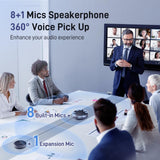 Conference Speaker and Microphone w/8+1 Mics, 360° Voice Pickup, Noise Reduce, Bluetooth/USB/Dongle Speakerphone for 14 People EMEET