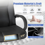 Keratee Executive Office Chair, Leather Desk Computer Chair with Armrests, Mid-Back Swivel Adjustable Ergonomic Design for Home Office, 8PC, Black