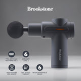 Brookstone - Cordless Percussion Massager, Handheld Deep Tissue Muscle Massager for Pain Relief, Rechargeable Portable Massage Gun (Grey)