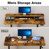 Veken 47.2"×27.6" Standing Desk with Storage Drawers, Adjustable Height Computer Table with Monitor Shelf