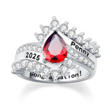 Oseew 2027 Class Graduation Ring for Women College High School (White Gold)