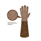 2 Pairs: Rose Pruning Long Gardening Pigskin Leather Gloves, Thorn Proof Yard Work Leather Gloves - Brown, Green, Large