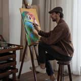 Solid Wood Artist's Easel，Foldable Floor-Standing Display Stand
