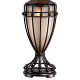 Franklin Iron Works Cardiff Traditional Table Lamp 33" Tall with Night Light Brushed Iron Cage Champagne Urn Glass Beige Bell Flared Shade for Bedroom Living Room House Bedside Nightstand Office