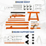 2 Ton Folding Hydraulic Engine Hoist with 59 in Load Leveler 4400 LBS Capacity Heavy Duty Cherry Picker 6 Swivel Wheels,Engine Support Bar 1100 LBS Capacity for Garage Workshop Warehouse