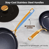 Nuwave Lux LE 13Pc Ceramic Cookware Set with Elegant Gold Handle, PFAS Free