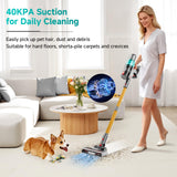 Cordless Vacuum Cleaner: Portable 6-in-1 Stick Vacuum with Anti-Tangle Brush, LED Headlight, Self-Standing, HD display, Rechargeable Vacuum for Pet Hair, Low-Pile Carpet and Hardwood Floor-Green