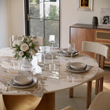 POVISON 59" Round Dining Table Set, Sintered Stone Table with 6 Chairs