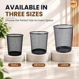 Goodwill Tech Mesh Dustbins, Pack Of 4 (Small) Metal Mesh Recycling Bins Waste Basket For Home/Office/Hospital/College/School -Black, Open-Top