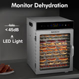 Food Dehydrator Machine 12 Stainless Steel Trays 1000W Meat Dehydrator for Home Use, 24H Timer & 195℉ Temperature Control Food Dryer for Jerky Fruit Herbs Mushroom Dog Treats