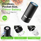 Handheld Vacuum Sealer for Food,Mason Jar Vacuum Sealer + 4Wine Vacuum Stopper +10 Reusable Vacuum Bags,Mini Small Vacuum Sealer Bags for Home,Kitchen,Travel,Fridge Meal Prep,Camping - Black