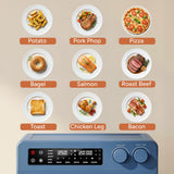 SMIRLY Digital Air Fryer Toaster Oven Combo, 27QT Convection Countertop Oven, 10-in-1 Multi-Function Fits 12" Pizza & 6 Slices of Toast, Stainless Steel, Blue