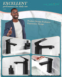 KUZOR Single Hole Bathroom Sink Faucet with Pop-Up Drain, Matte Black