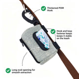 Naibeilerye Outdoor Dog Poop Bag Holder & Dispenser, Double Layer Denim Pouch, Sturdy POM Hook & Secure Fastening Design, Hanging Storage Bag for Dog Leash Hiking Travel(Light denim)