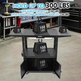 AV Cart with Wheels,Computer Cart,Rolling Height Adjustable Utility Cart with Pullout Laptop Keyboard Tray & Cord Management,for School,Maintenance Shop,Training Institution (52.8" Lx17.7 Wx41 H)