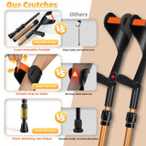 FUSHIDE Forearm Crutches for Adults,Crutches for Men or Women, Lightweight Elbow Crutches, 10-Level Adjustable Height, 3-Part Removable Crutches with Rubber Handles, Gold, 1Pair