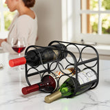 Buruis 6-Bottle Wine Rack, Modern Metal Countertop Wine Holder Stand for Kitchen, Pantry & Cabinet Storage, No Assembly Required, Black