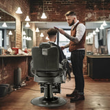 Winado Heavy Duty Vintage Recline Barber Chair Hydraulic with Headrest, Supports up to 700lbs & 360° Rotatable, Professional Salon Beauty Spa Shampoo Equipment (Square Backrest)