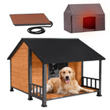 MEDEHOO 47.2'' Extra Large Dog House Outdoor with Heater and Insulated Liner for Winter, Weatherproof Dog Kennel with Anti-bite Metal Frame and Porch, Insulated Dog Shelter for Large Breeds