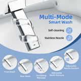 QMU Electric Bidet Toilet Seat Round - Smart Heated Toilet Seat with Remote Control, Instant Warm Water, Self-Cleaning Nozzle, Warm Air Dryer, Feminine Wash, Soft Close, LED Display