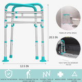 Lianjindun Toilet Safety Rails, Adjustable Toilet Frame for Elderly, Seniors, Handicap & Disabled, Foldable Handicap Toilet Handles Fit Any Toilets（Peacock Blue）