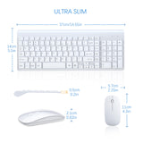 Wireless Keyboard and Mouse Ultra Slim Combo, 2.4G Silent Compact, PC/Laptop/Windows/Mac - White TopMate