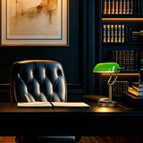 JCPYIUL Green Glass Bankers Lamp, Retro Desk Lamp with USB Wireless Charging Port, Classic Pull Chain Switch Table lamp, for Home Office nightstand Bedside Study Desk Library