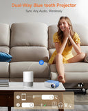 Mini Projector with WiFi and Bluetooth, Portable Movie Projector for iPhone, 1080P Supports with 3W Speaker, for Outdoor Home Theater, Compatible with iOS/Android/PC/TV Stick/HDMI